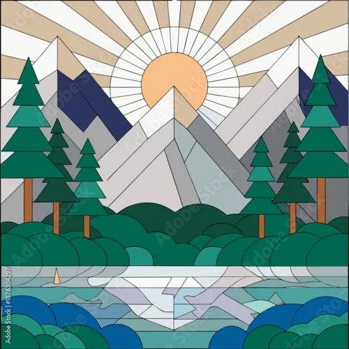 Obraz Mountain Lake Sunrise Serenity