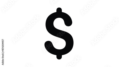 Large black dollar sign symbol on white background representing finance and currency