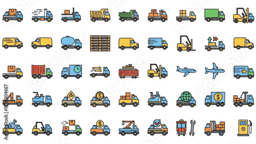 Collection of Various Cartoon Vehicles and Machines.