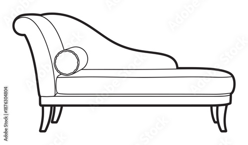 Black and white chaise lounge with pillow