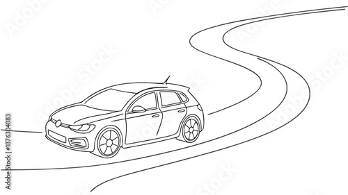 Minimal One Line Car Continuous Line Illustration