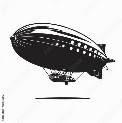 Airship Zeppelin Dirigible Image Vector Isolated on White Background