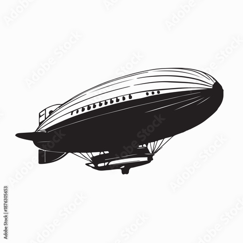 Airship Zeppelin Dirigible Image Vector Isolated on White Background