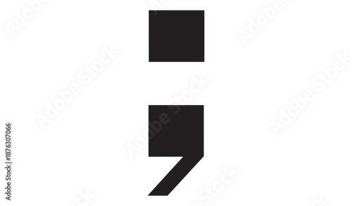 Black quotation mark and square bracket on white background