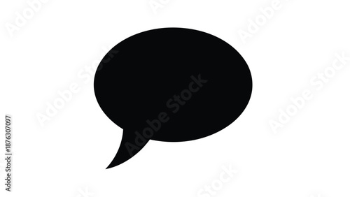 Black speech bubble icon on white background for communication and dialogue