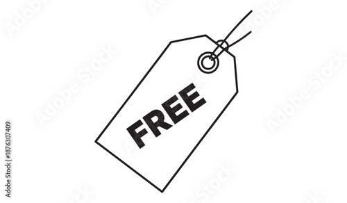 Free gift tag with string isolated on white background