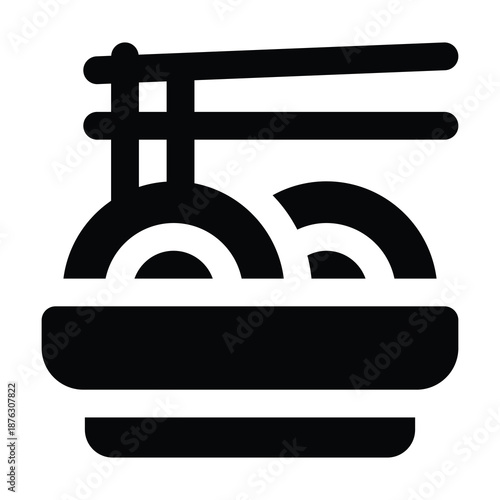 Chinese noodle bowl Glyph icon vector illustration