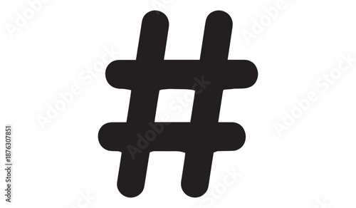 Black hashtag symbol isolated on white background