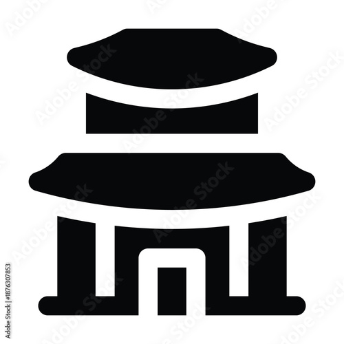 Asian pagoda temple Glyph icon vector illustration