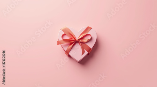 Soft Ribbon Heart On A Box Isolated For Elegant Valentine Design.