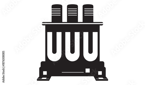 Black transformer icon isolated on white background