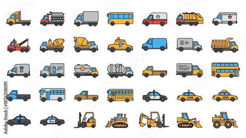 Collection of Various Vehicles and Machinery.