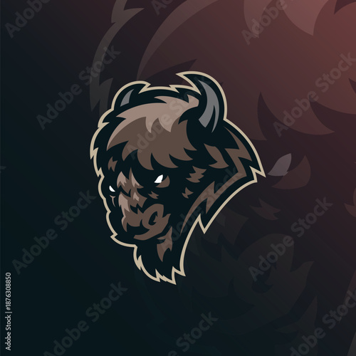 Bison mascot logo design vector. Bison head illustration for sport and esport team.