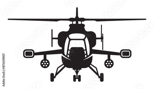 Black helicopter silhouette isolated on white background