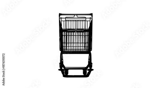White background shopping cart 3D vector illustration front view for ecommerce UI