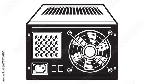 Computer power supply unit isolated on white background