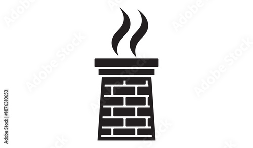 Black chimney with smoke isolated on white background