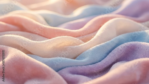 Soft and Colorful Fabric Waves with Pastel Tones for Textile and Fashion Backgrounds
