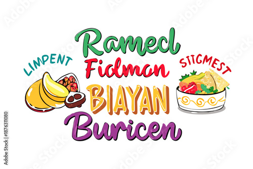Detailed vector illustration of traditional cultural street food (like Ramen, Tacos, or Biryani) with steam, vibrant colors, "Local Flavor" trend.