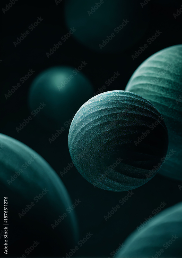 Obraz premium Matte Green Spheres Cluster – Abstract Minimal Design Concept 