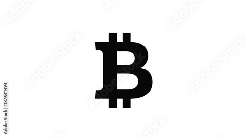 Bitcoin logo symbol on white background cryptocurrency icon digital currency sign black color