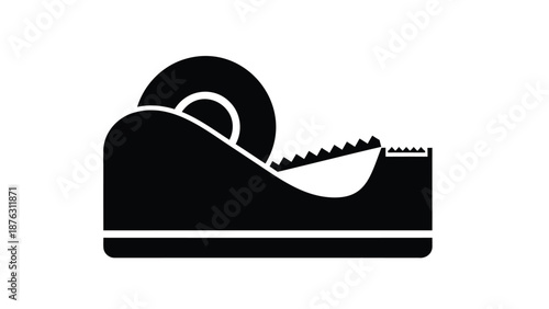 Black silhouette of a hand saw with handle on white background symbolizing tools and equipment for diy projects and woodworking