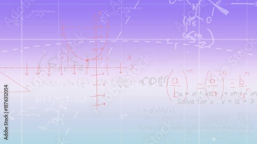 Animated math formulas on a grid aim to explain a scientific concept.