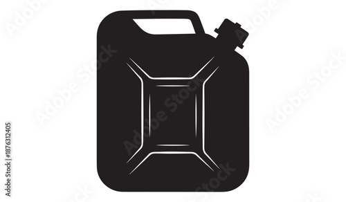 Black silhouette of a jerry can isolated on white background