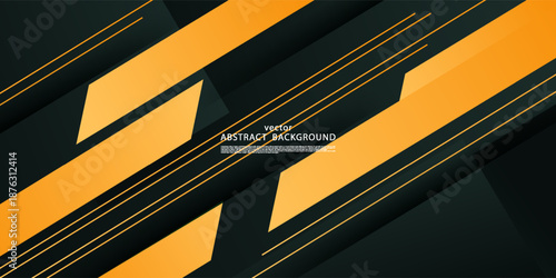 Dark green abstract background. Simple abstract gold square and line pattern on the background design. Vector eps10