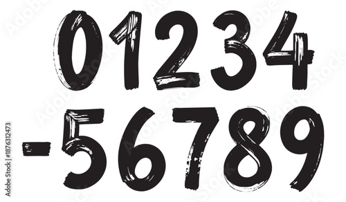 Handwritten numbers set isolated on white background