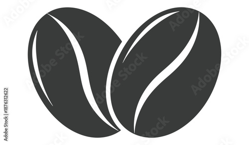 Two coffee beans isolated on white background