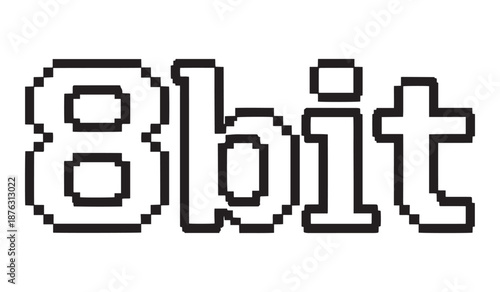 8bit pixelated text logo isolated on white background