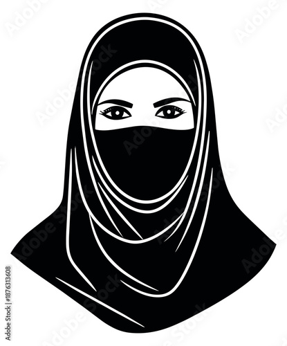 Stylized illustration of a Muslim woman depicting wearing a niqab for cultural identity
