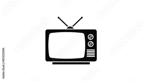 Vintage television set with antenna and controls retro style simple design white background vector illustration