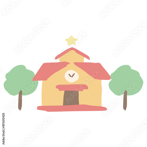 入園・入学案内に使える やさしいイラストカットシリーズ｜幼稚園の校舎
Gentle Illustration Cut Series for Kindergarten Entrance & School Admission｜Kindergarten Building