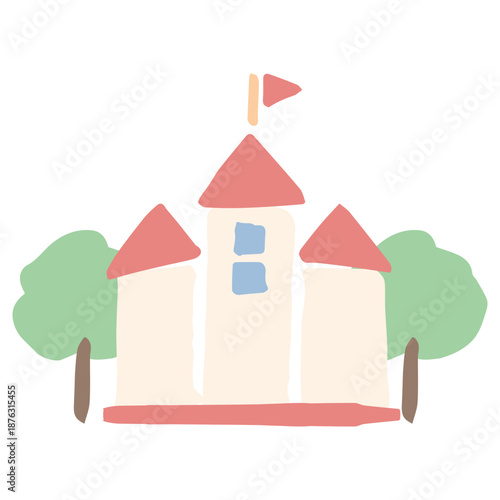 入園・入学案内に使える やさしいイラストカットシリーズ｜幼稚園の校舎
Gentle Illustration Cut Series for Kindergarten Entrance & School Admission｜Kindergarten Building