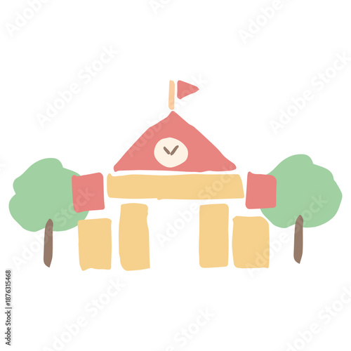 入園・入学案内に使える やさしいイラストカットシリーズ｜幼稚園の校舎
Gentle Illustration Cut Series for Kindergarten Entrance & School Admission｜Kindergarten Building