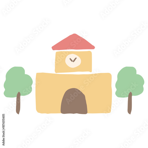 入園・入学案内に使える やさしいイラストカットシリーズ｜幼稚園の校舎
Gentle Illustration Cut Series for Kindergarten Entrance & School Admission｜Kindergarten Building