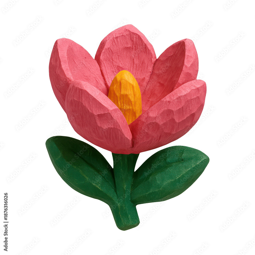 Fototapeta premium PNG Colorful carved wooden flower
