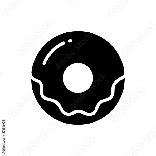 Single chocolate donut isolated on white background, Vector