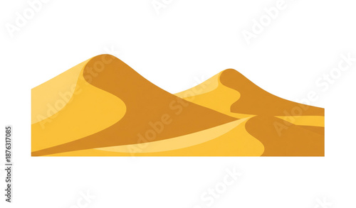 Cartoon desert dunes icon Arabian landscape flat vector illustration isolated on transparent background