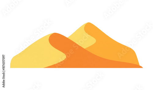Cute desert sand dunes cartoon icon flat vector symbol isolated on transparent background