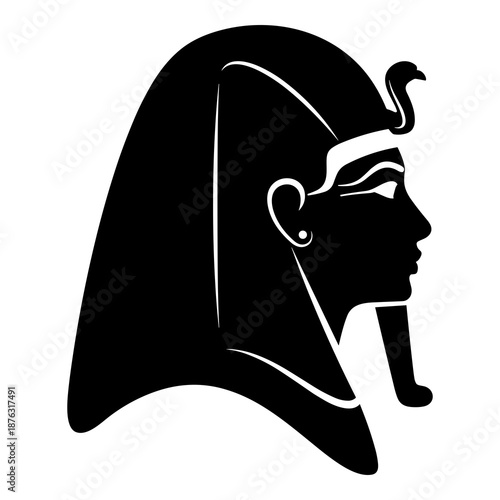 Iconic silhouette of an ancient Egyptian pharaoh wearing the nemes headdress