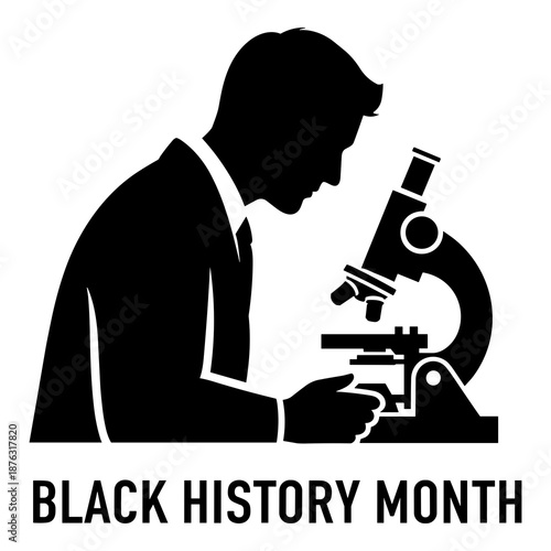 Silhouette of scientist looking closely through a microscope for research