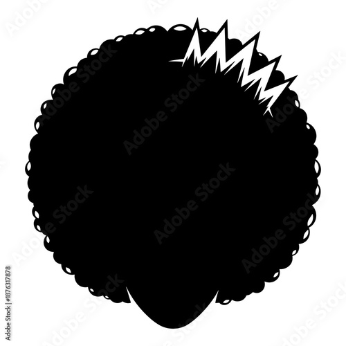 Black woman silhouette with majestic crown emphasizing natural afro hair