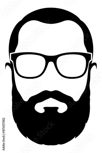 Stylized illustration of a bearded man wearing thick rimmed glasses icon