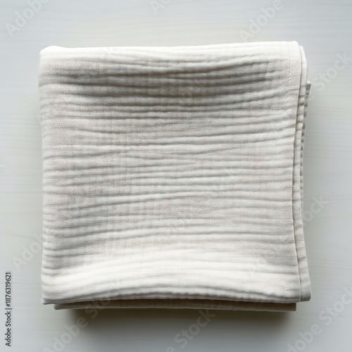 Neutral Tone Gauze Fabric, Folded Softly, Presenting a Calm and Clean Look