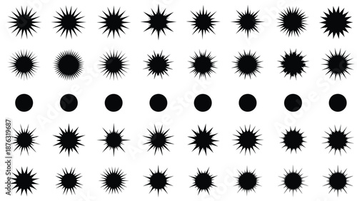 A visual representation of shape transformation from circles to starbursts