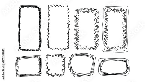 Hand drawn rectangular and square frames in a sketched style arrangement