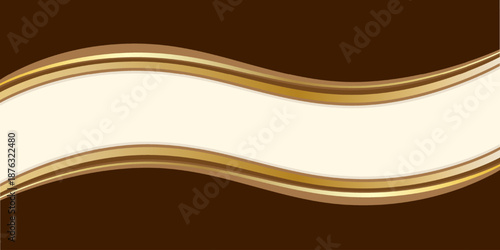Horizontal template for chocolate cover or packaging featuring flowing waves in brown and gold tones. Space for text.